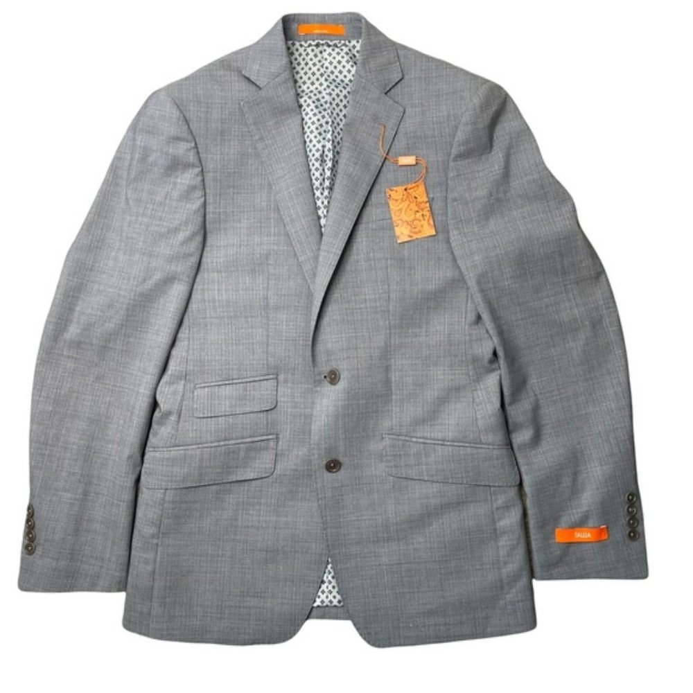 TALLIA Men's 100% Wool Blue/Grey Suit Jacket Size 36R NWT Notch Lapel 2-Button
